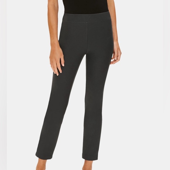 NWOT Eileen Fisher Stretch Crepe Slim Ankle Pant with Zipper Slits Navy Blue - Picture 3 of 8